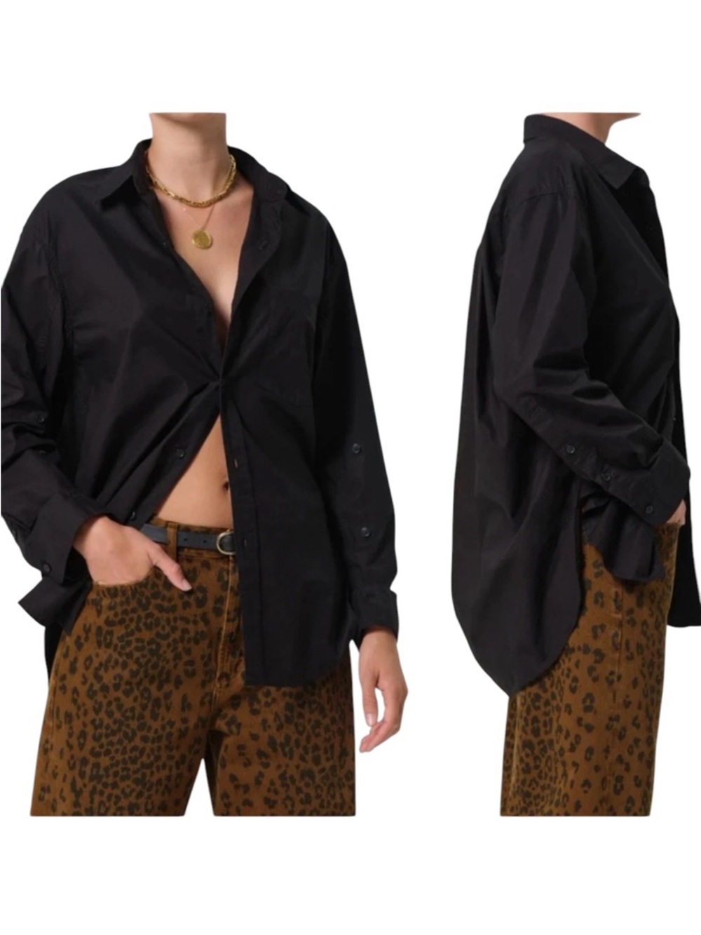 Citizens of Humanity Kayla Shirt Women’s Solid Black Long Sleeve Button Up Sz XS